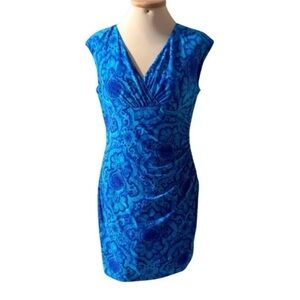 Midi Ralph Lauren Blue Sleeveless Dress